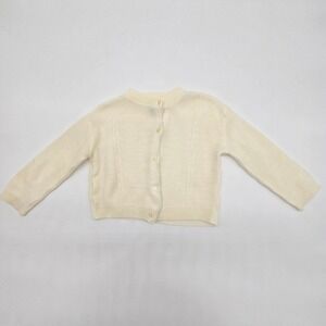 Vintage Newport Kids Sweater Cream Knit Acrylic Cardigan Size 2T